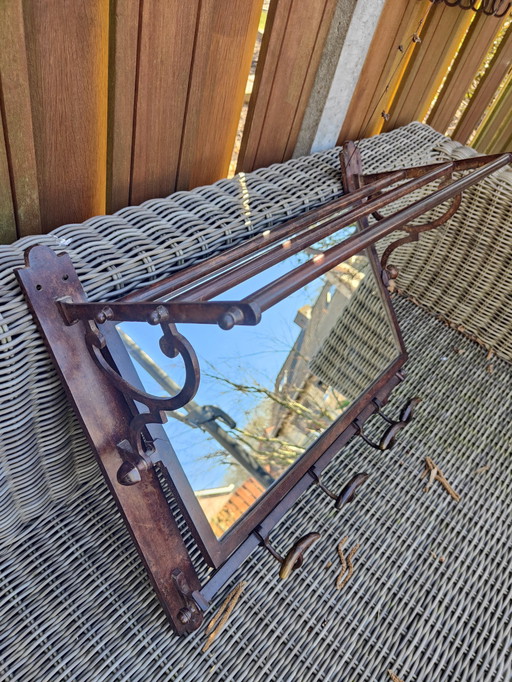 porte-manteau vintage en laiton avec miroir ajustable