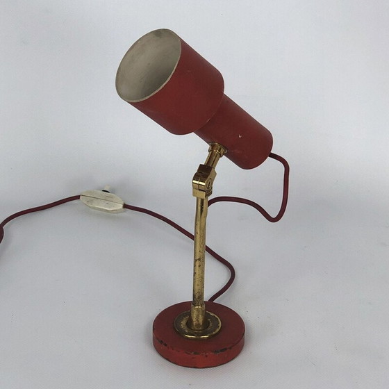 Image 1 of Lampe de table vintage Stilnovo en laiton rouge, années 1950