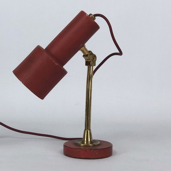 Image 1 of Lampe de table vintage Stilnovo en laiton rouge, années 1950