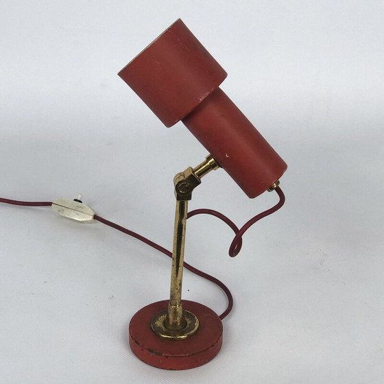 Image 1 of Lampe de table vintage Stilnovo en laiton rouge, années 1950
