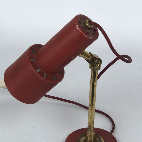 Image 1 of Lampe de table vintage Stilnovo en laiton rouge, années 1950