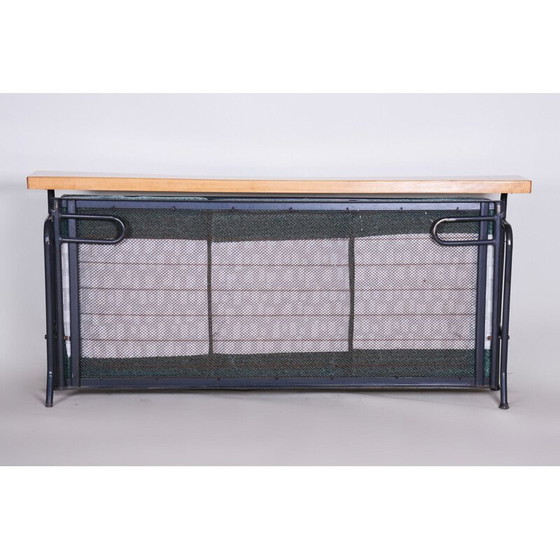 Image 1 of Canapé pliant vintage en hêtre bleu et acier tubulaire, années 1930