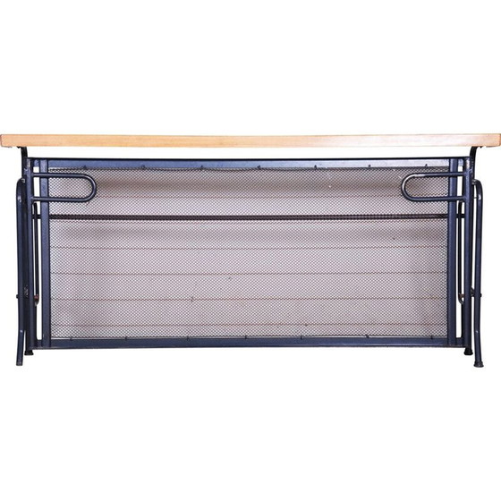 Image 1 of Canapé pliant vintage en hêtre bleu et acier tubulaire, années 1930