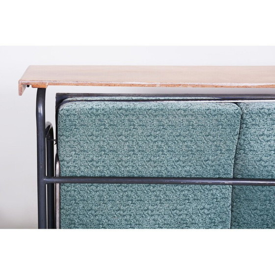 Image 1 of Canapé pliant vintage en hêtre bleu et acier tubulaire, années 1930