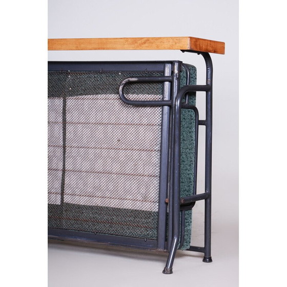 Image 1 of Canapé pliant vintage en hêtre bleu et acier tubulaire, années 1930