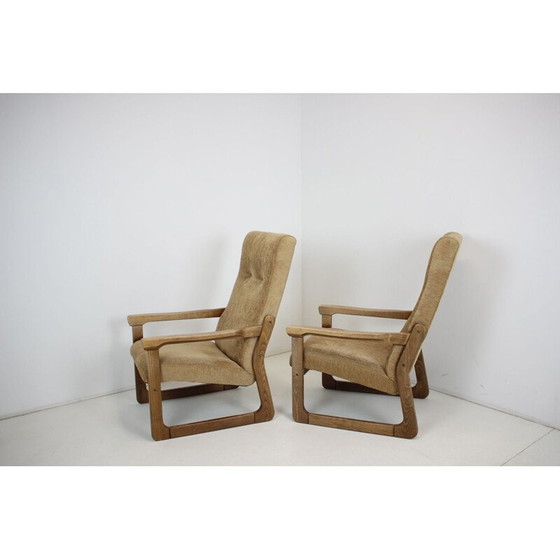 Image 1 of Paire de fauteuils vintage en bois et tapisserie, Tchécoslovaquie 1990