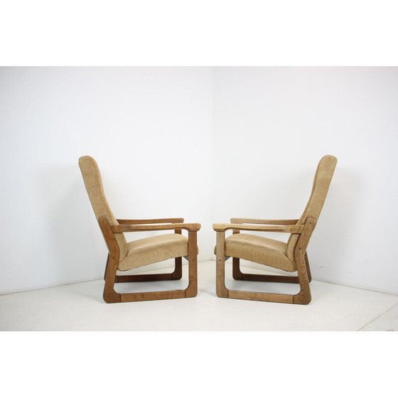Image 1 of Paire de fauteuils vintage en bois et tapisserie, Tchécoslovaquie 1990