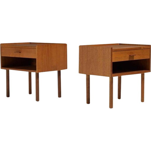 Paire de tables de chevet en teck modèle 430 de Hans J. Wegner pour Ry Møbler, Danemark 1950