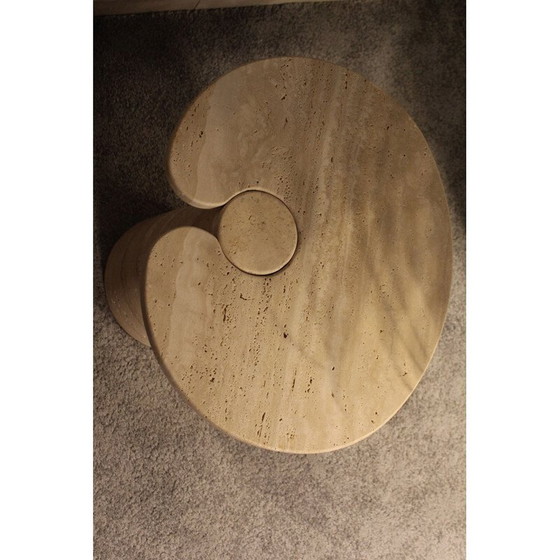 Image 1 of Table basse vintage en travertin par Angelo Mangiarotti, Italie 1970