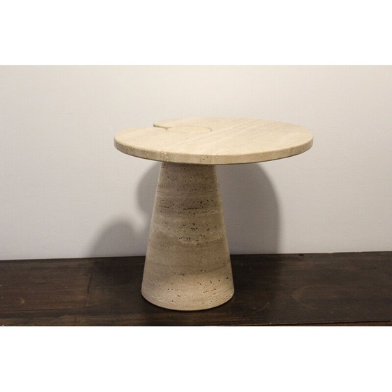 Image 1 of Table basse vintage en travertin par Angelo Mangiarotti, Italie 1970