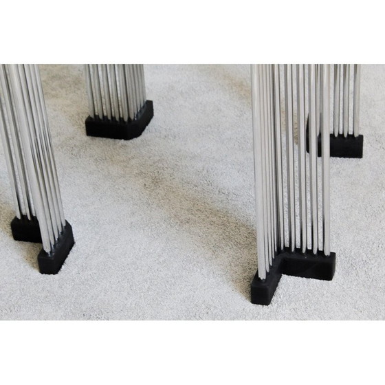 Image 1 of Table vintage en tige chromée et verre fumé, Italie 1970