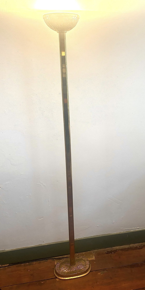 Image 1 of Lampadaire Uplighter en cuivre et laiton