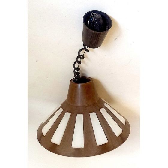 Image 1 of Lampe suspendue vintage en bakélite marron clair et plastique, années 1970