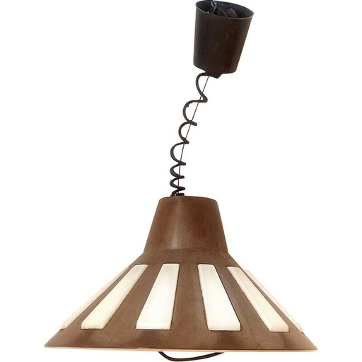 Lampe suspendue vintage en bakélite marron clair et plastique, années 1970