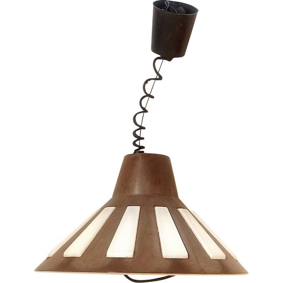 Image 1 of Lampe suspendue vintage en bakélite marron clair et plastique, années 1970