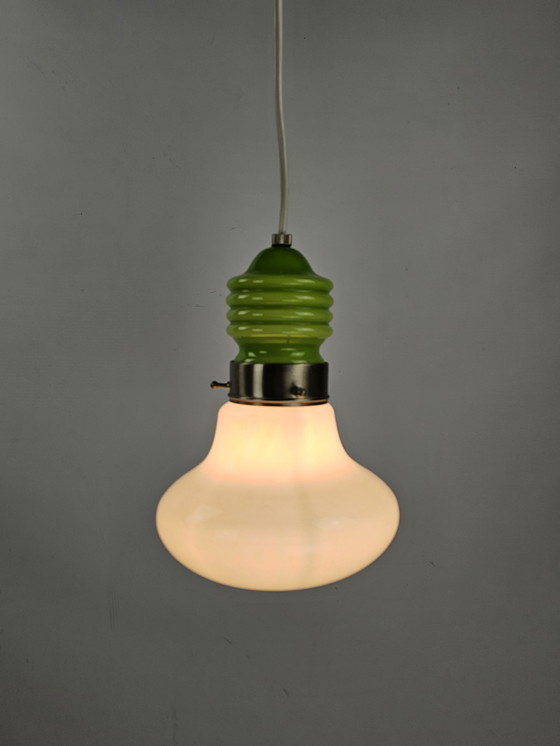 Image 1 of Lampe pendante en verre italienne