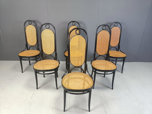 Chaises de salle à manger Thonet No. 207 'Long John', ensemble de 6, 1981