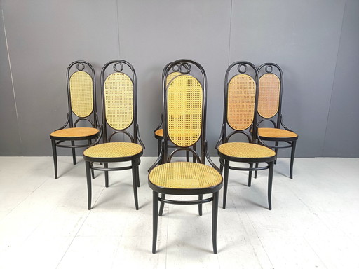 Chaises de salle à manger Thonet No. 207 'Long John', ensemble de 6, 1981