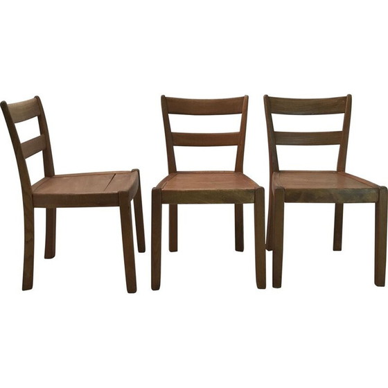 Image 1 of Ensemble de 3 chaises en bois vintage de Franz Xaver Sproll, 1940