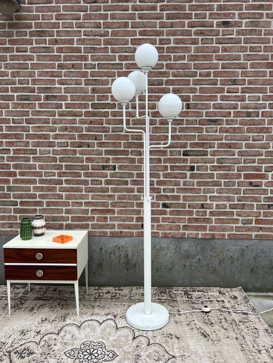Image 1 of Lampadaire Vintage Blanc Space Age avec 4 Ampoules