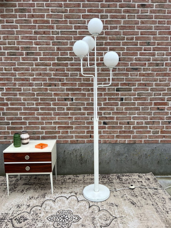 Image 1 of Lampadaire Vintage Blanc Space Age avec 4 Ampoules