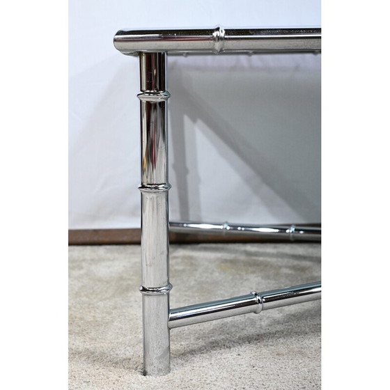 Image 1 of Table basse vintage en métal chromé et verre, 1970