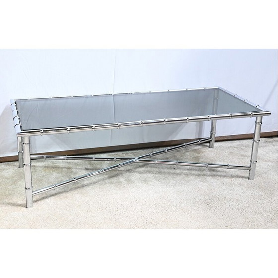 Image 1 of Table basse vintage en métal chromé et verre, 1970