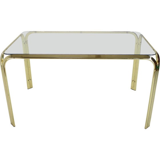 Image 1 of Table vintage en laiton et verre, Allemagne 1970