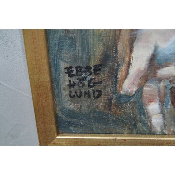Image 1 of Peinture à l'huile scandinave vintage d'Ebbe Hoglund, Suède 1960