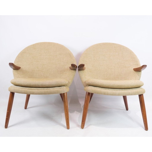 Paire de fauteuils vintage en teck et laine par Kurt Olsen pour Glostrup Møbelfabrik, 1960