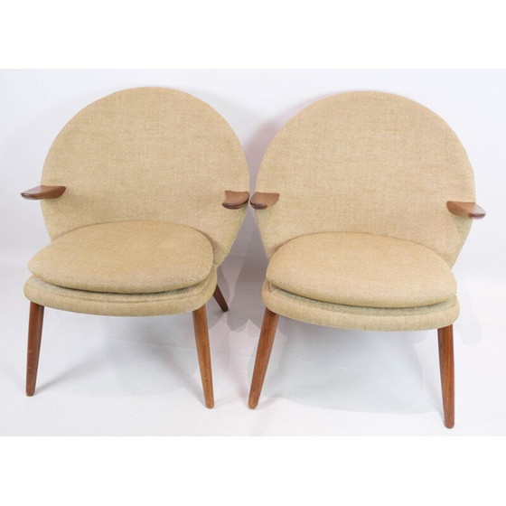 Image 1 of Paire de fauteuils vintage en teck et laine par Kurt Olsen pour Glostrup Møbelfabrik, 1960