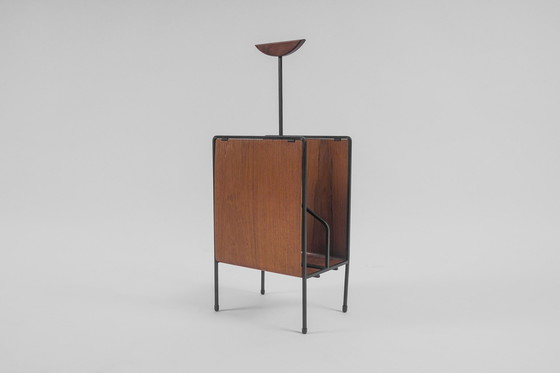 Image 1 of Porte-revues vintage en contreplaqué de teck et métal