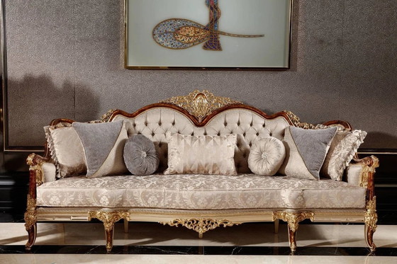 Image 1 of Gurgaon Luxury Royal Sofa Set Furniture ( 2 X 3 Seater Sofa + 2 X 2 Sofa Chairs + Center Table + 2 X End Table)