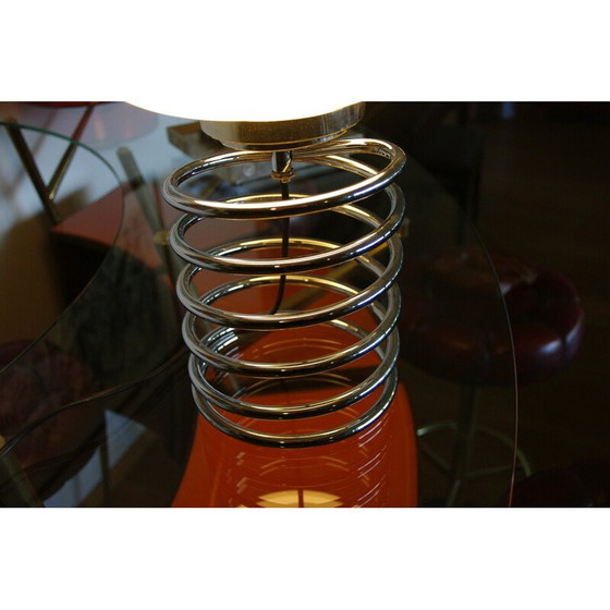 Image 1 of Lampe vintage "Bulbe" en acier chromé et opaline blanche par Ingo Maurer, Allemagne 1960