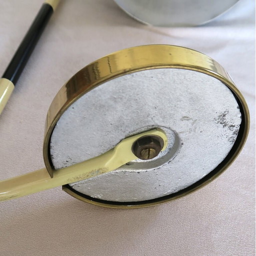 Lampe de bureau vintage en acier laqué et laiton, 1950