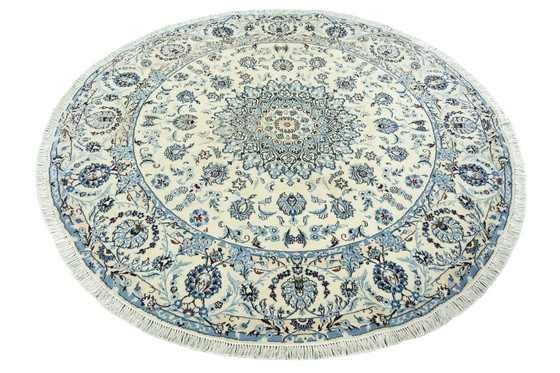 Image 1 of Tapis d'Orient noué à la main Naïn 9La Avec Soie Ronde- 200 X 200 Cm