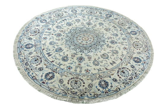 Image 1 of Tapis d'Orient noué à la main Naïn 9La Avec Soie Ronde- 200 X 200 Cm