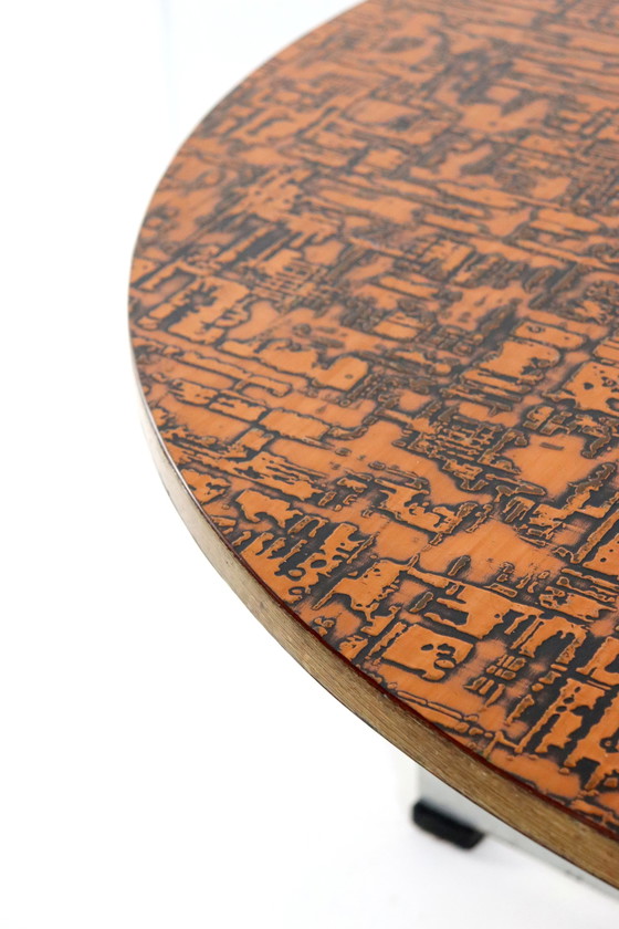 Image 1 of Table de salle à manger ronde avec plateau en cuivre 'Driebergen' Vintage