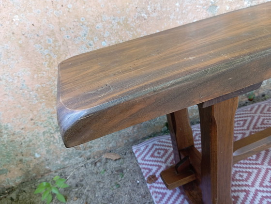 Image 1 of Paire De Bancs 2 M Bois Massif Vintage 1950