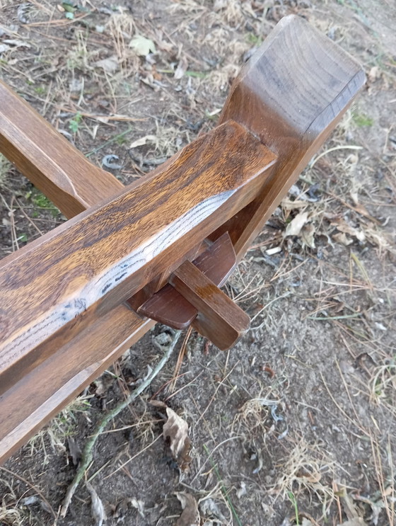 Image 1 of Paire De Bancs 2 M Bois Massif Vintage 1950