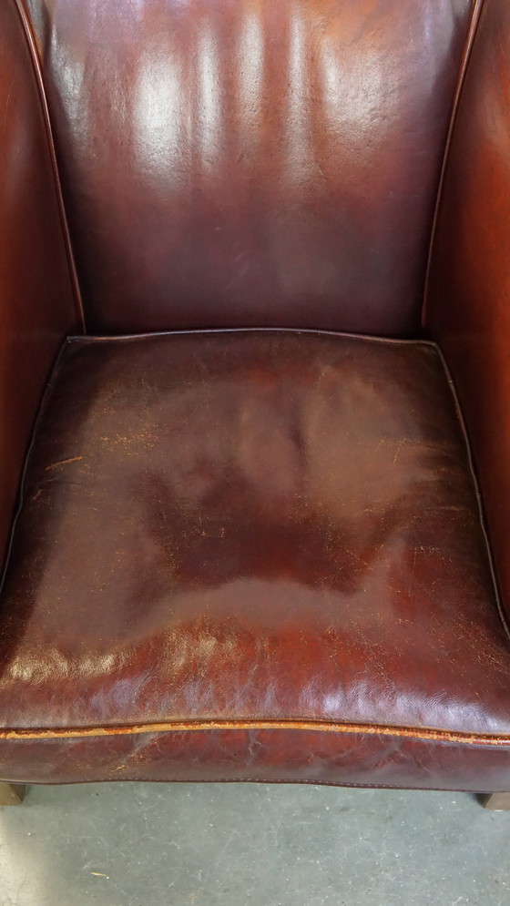 Image 1 of Fauteuil club en peau de mouton couleur cognac