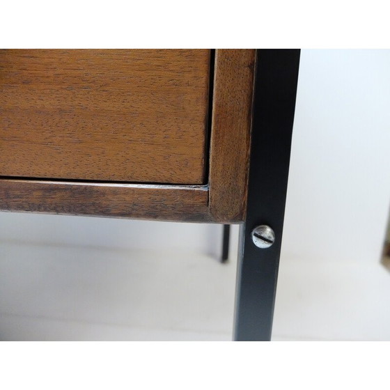 Image 1 of Bureau vintage en acier laqué noir et acajou, 1950