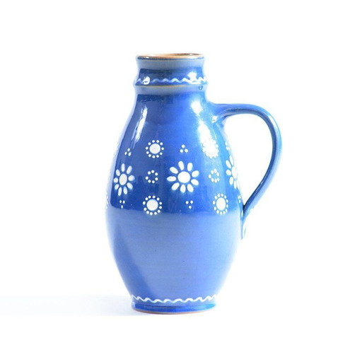 Vase vintage en céramique bleue, Tchécoslovaquie