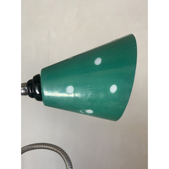Image 1 of Lampe vintage avec 3 verrines multicolores montées sur 3 cols de cygne