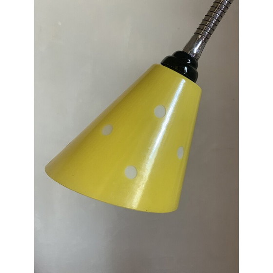 Image 1 of Lampe vintage avec 3 verrines multicolores montées sur 3 cols de cygne