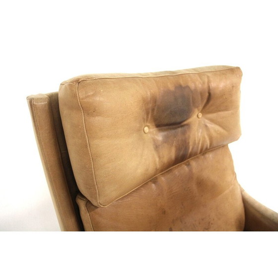 Image 1 of Fauteuil rotatif Minerva vintage en palissandre et cuir par Torbjørn Afdal, Suède 1960