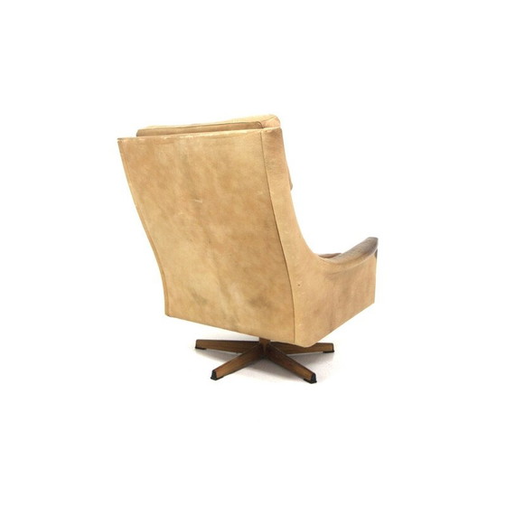 Image 1 of Fauteuil rotatif Minerva vintage en palissandre et cuir par Torbjørn Afdal, Suède 1960