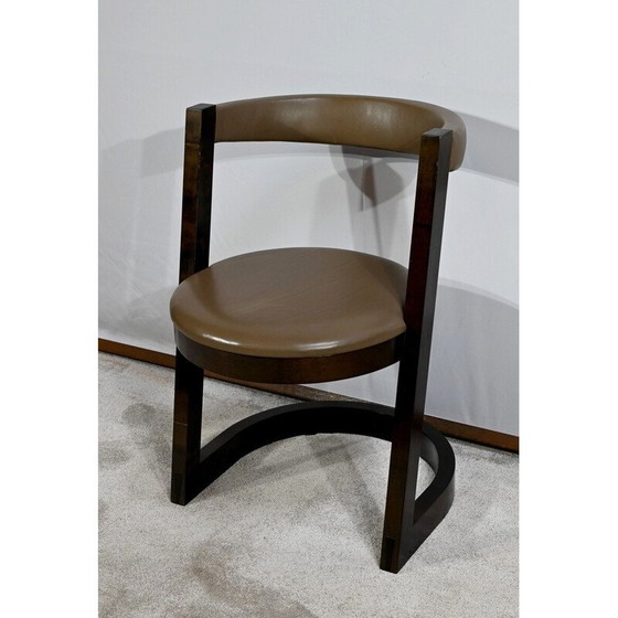 Image 1 of Ensemble bureau et fauteuil vintage en sycomore, 1980