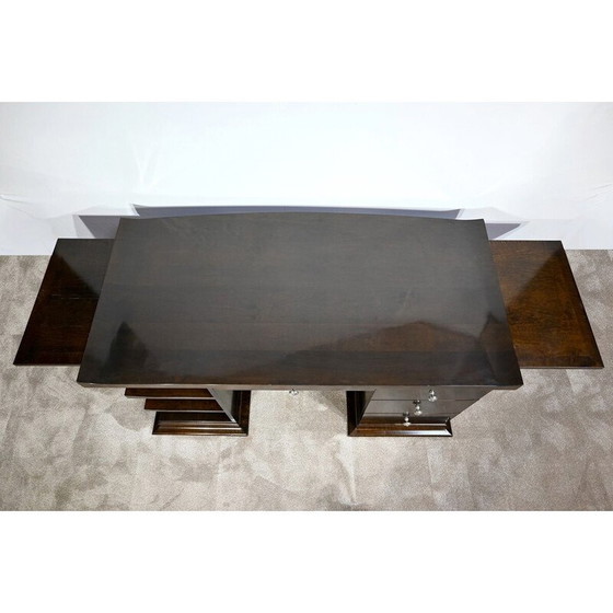 Image 1 of Ensemble bureau et fauteuil vintage en sycomore, 1980