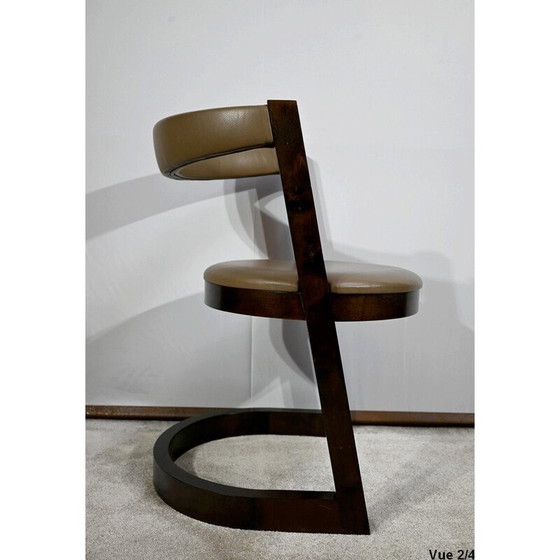 Image 1 of Ensemble bureau et fauteuil vintage en sycomore, 1980